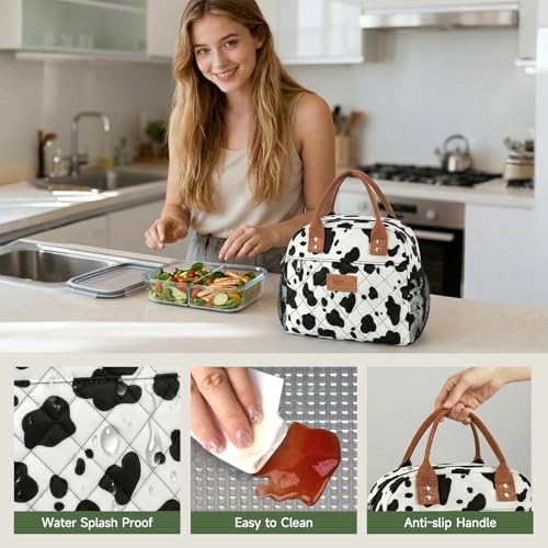 HOMESPON Insulated Lunch Bag for Women Men, Cooler Tote Box, Dairy Cow