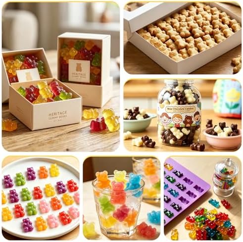Gummy Molds Gummy Bear Mold - Mini Size Chocolate Candy Molds with 2 Droppers Nonstick Food Grade Silicone Molds Pack of 4