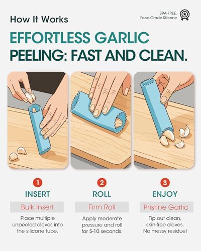 3-Pack Silicone Garlic Peeler Tube - Roller Garlic Stripper