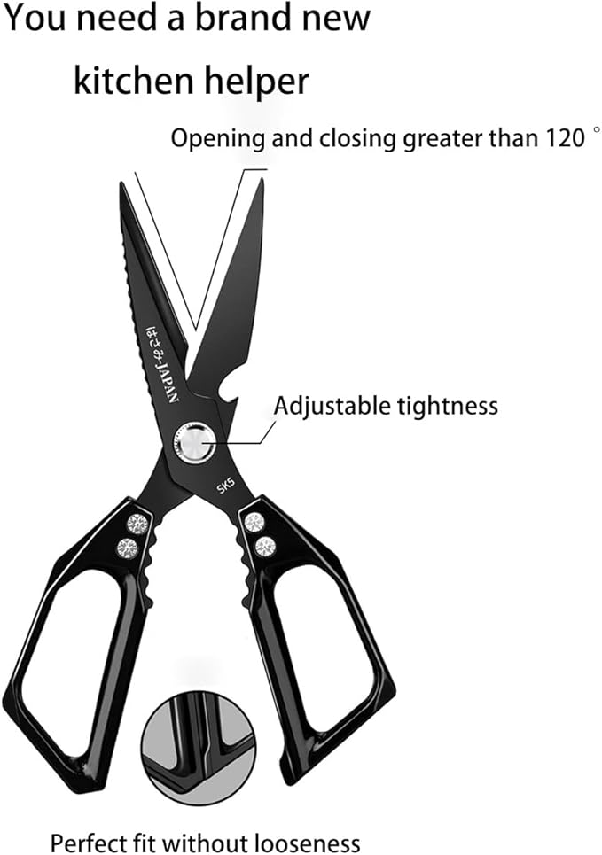 Multi-Purpose Rust Proof Kitchen Shears,Meat Scissors,Dishwasher Safe,Can be Used to Cut Vegetables, Chicken, Steak,Scrape Fish Scales, and Open Bottle Caps, etc(Golden)