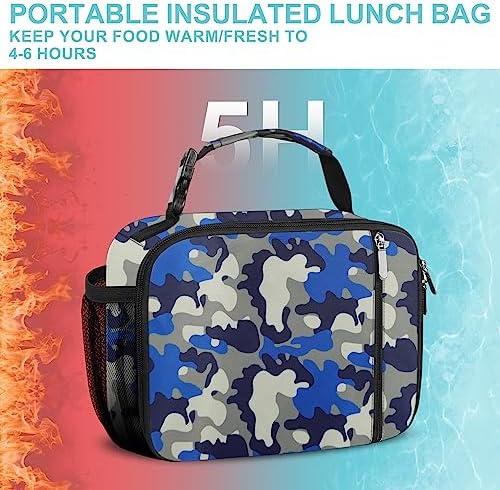 esouler Lunch Box Kids Insulated Lunch Bag for Boys & Girls Durable Children Lunchbox for School with Water Bottle Holder-Camouflage