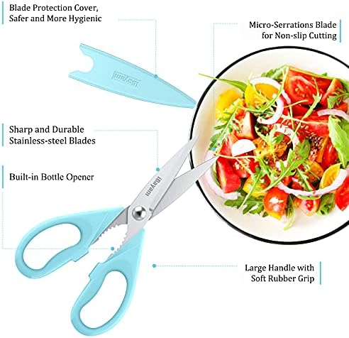 iBayam 8.7" Heavy Duty Kitchen Scissors All Purpose 2-Pack –Pistachio/Blue