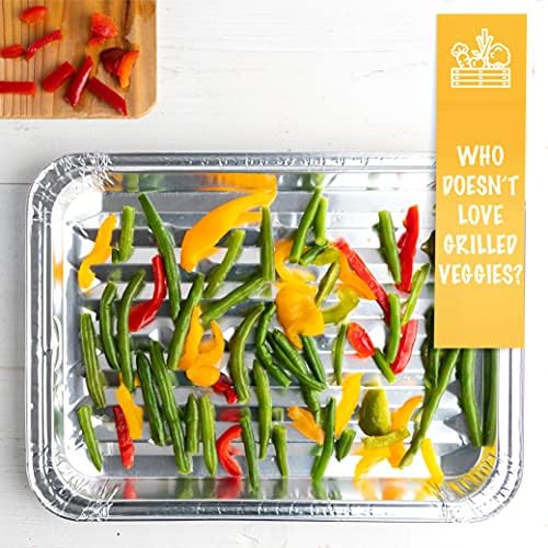 Plasticpro Aluminum Grill Pans, Broiler Pans, Grill Liners, Durable with Ribbed Bottom Surface for BBQ, Grill, Texture Disposable, (50)
