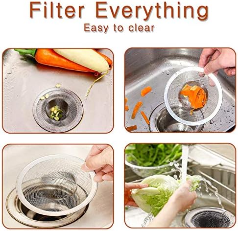 2pcs Heavy Duty Stainless Steel Slop Basket Filter Trap, 2.75" Top / 1" Mesh Metal Sink Strainer Shower Drain Hair Catcher for Kitchen Bathroom Bathtub Wash Basin Floor Balcony Drain Hole, Utility