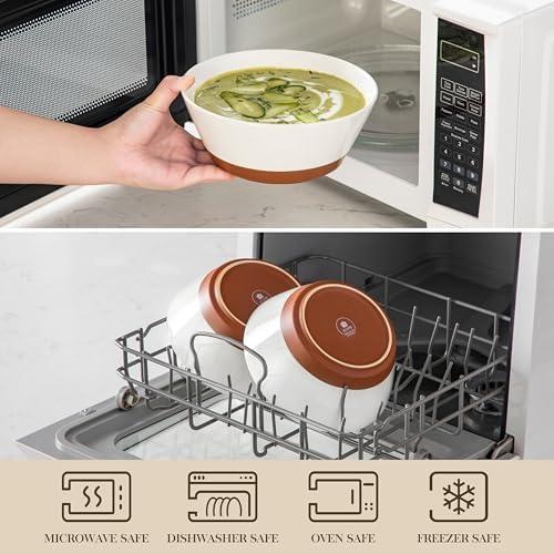 MALACASA Soup Bowls, Ceramic Salad Bowls Set of 4, 36oz Ceramic Bowls