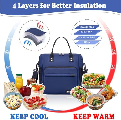 TuErCao Bule Lunch Box for Women Insulated Lunch Bag for Female Adult for Work, Lunch Cooler for Women