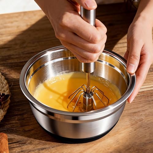 Stainless Steel Mixing Bowls Set with Lids & Silicone Base,7‑Piece Set