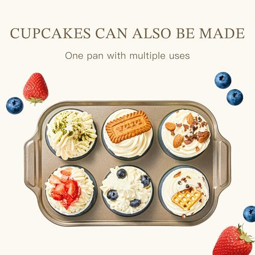 2-Pack Foldable Nonstick Silicone Muffin Pans For Baking, 6 Cups Cupcake Tin, Egg Molds, Baking For Brownies. Easy To Pop And Clean. Dishwasher Safe BPA Free.