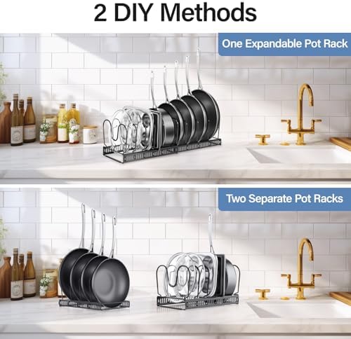 ORDORA Expandable Pots and Pans Organizer under Cabinet with 10 Dividers