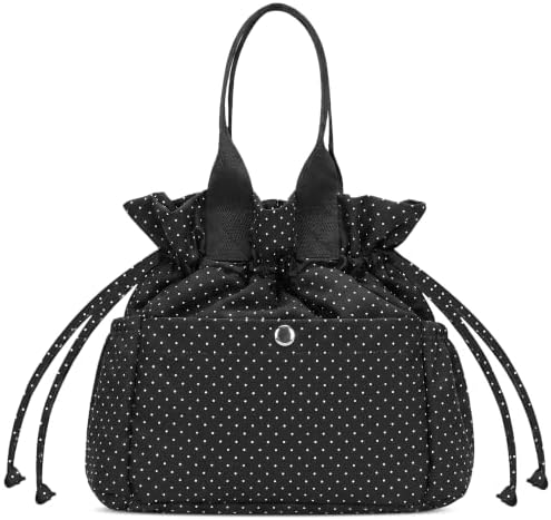 Yarnic Lunch Bag Women Insulated Lunch Box (Polka Dots Black)