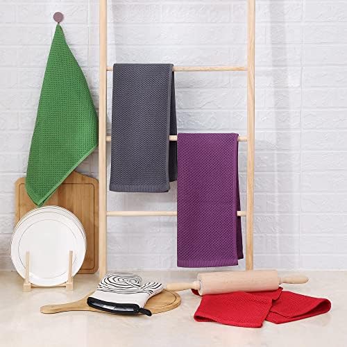 Homaxy 100% Cotton Waffle Weave Kitchen Dish Towels 6-Pack, Grass Green