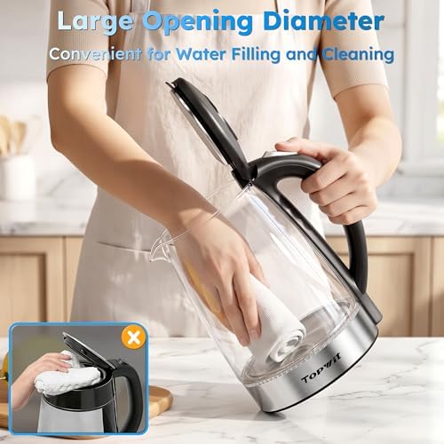 TOPWIT 2.0L Glass Electric Kettle, Hot Water Boiler, BPA-Free