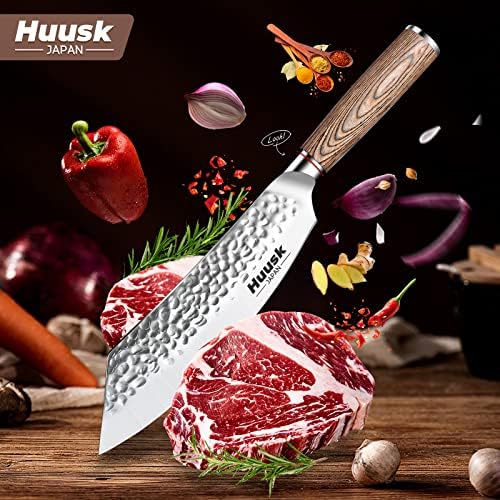 Huusk Japanese Meat Cleaver Knife - 8 Inch Butcher Knife for Meat Cutting