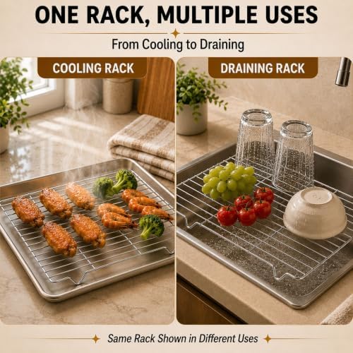 Cooling Rack 304 Stainless Steel Baking Rack 15.35x10.63 in 2 Pack