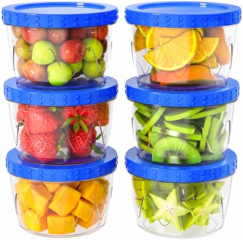 6 Pack-17oz Reusable Freezer Storage Containers, [STURDIER and MORE DURABLE] Airtight Plastic Food Storage Containers with Twist Top Lids, |BPA Free| Stackable | Leakproof| Microwave/Dishwasher Safe