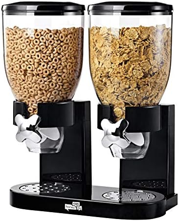 ZevrO Dry Food & Cereal Dispenser, 4.4 Cups, Black/Chrome, Original Dual