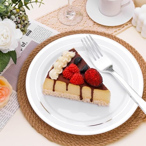 BESTSTAR 100PCS White Disposable Plastic Plates white plastic plates