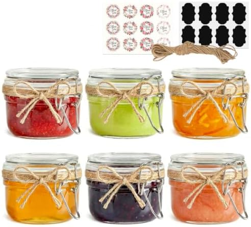 Small Glass Containers with Airtight Lids 4 oz 6 Pack Mini Jam Jars