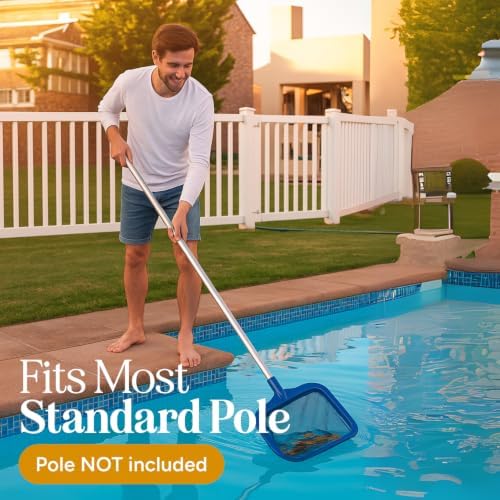 Fine Mesh Pool Skimmer Net - Durable Frame, 16" Deep Nylon Net (No Pole)