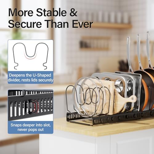 ORDORA Expandable Pots and Pans Organizer under Cabinet with 12 Dividers