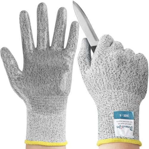 Dowellife Level 5 Cut Resistant Gloves with Silicone Coating Food Grade