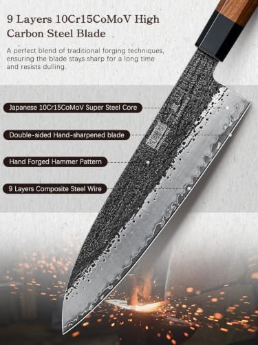 HOSHANHO 5 Pieces Knife Set, 10CR15MOV High Carbon Steel Chef Knife Set