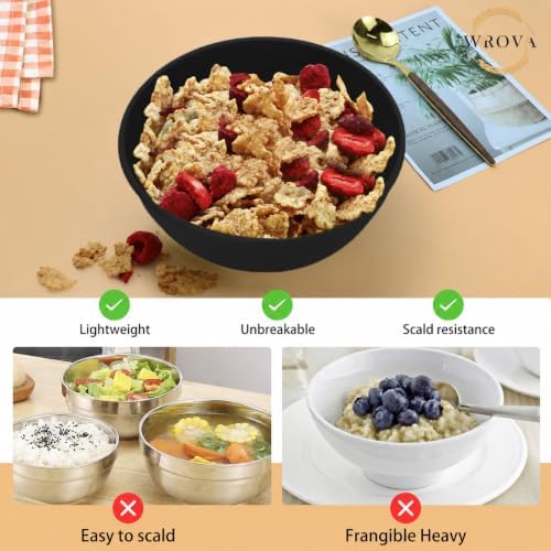 Wrova Large Cereal Bowls Set of 6, 60 OZ Wheat Straw Bowls for Kitchen