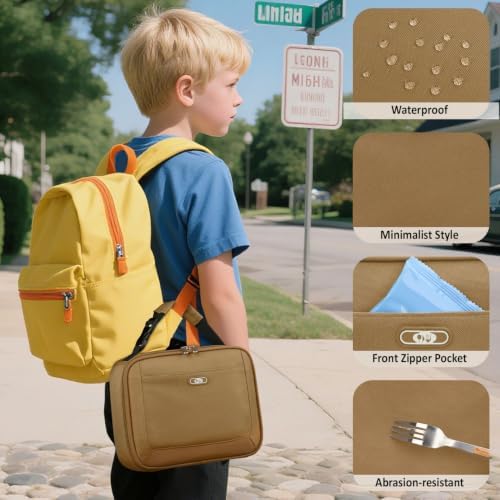 Tenot Lunch Box Kids Insulated Lunch Tote Bag Khaki