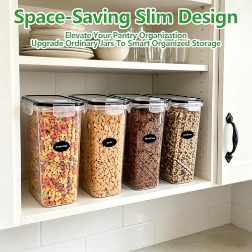 4pcs 4L Airtight Plastic Canisters, Kitchen Pantry Dry Food Storage