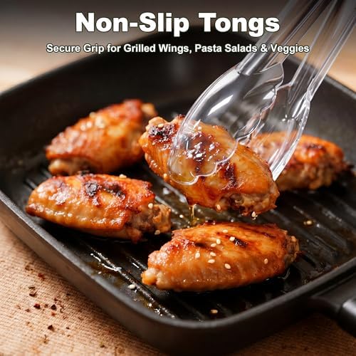 72 Pcs Clear Plastic Serving Utensils Set, Spoons Forks Tongs 9 inch