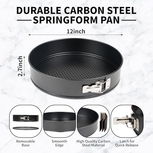 UWILLION Spring Form Cake Pans 12 Inch Springform Pan Nonstick Round Cheesecake Pan Carbon Steel Large Baking Mold Cake Tin for Christmas Birthday