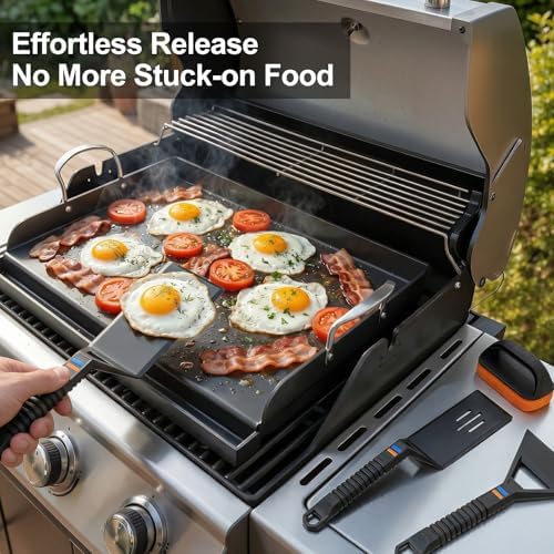 Cast Iron Griddle for Gas Grill with 5-Piece Griddle Tool Kit, 17" x 13"
