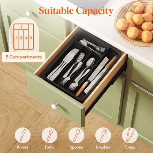 Lifewit Silverware Drawer Organizer Tray, Cutlery Storage for Kitchen