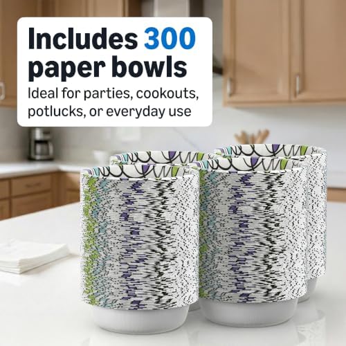 Amazon Basics Ultra Paper Bowls, 20 Oz, Disposable, 300 Count, White (6 packs of 50), Packaging May Vary