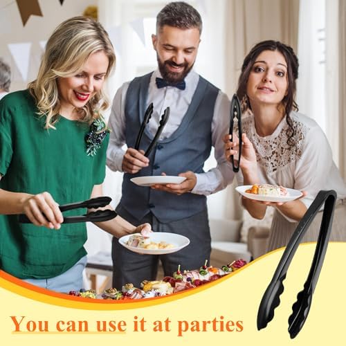 Tessco 200 Pcs Plastic Tongs, 9 Inch Disposable Serving Tongs,Black