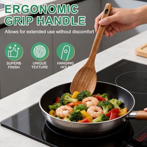 Wooden Spoon for Cooking Utensil Non Toxic Serving Mixing Slotted Spoon Set