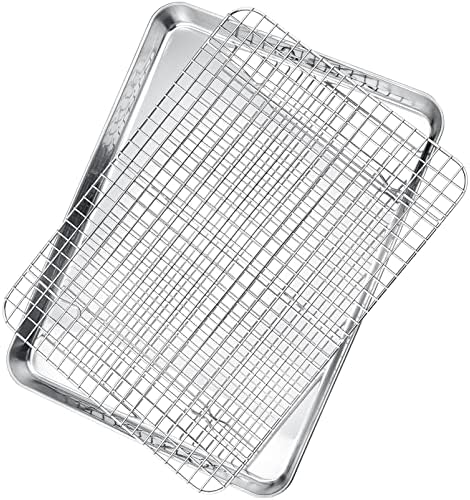 P&P CHEF 17.5 Inch Cookie Baking Sheet Pan with Wire Rack,2 Pcs