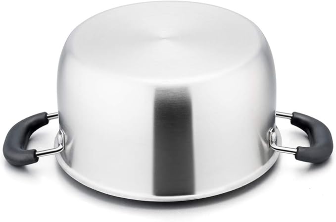 P&P CHEF 4 Qt Stockpot with Lid, Stainless Steel Cooking Stock Pot for Soup, Heat-Proof Double Handles with Visible Lid, Dishwasher Safe & Healthy, 1-Ply Metal