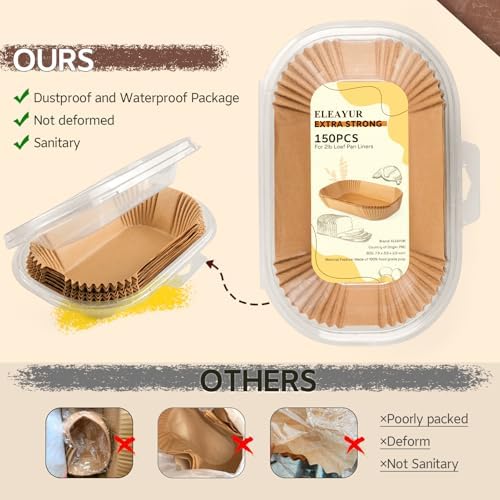 Loaf Pan Liners, 150PCS Bread Pan Liners 9x5 Inch, Non-Stick Loaf Pan Parchment Liners for Baking Bread, Pre Formed Parchment Paper Liner for Baking Toast, Cakes, Banana Breads, Sourdough Bread