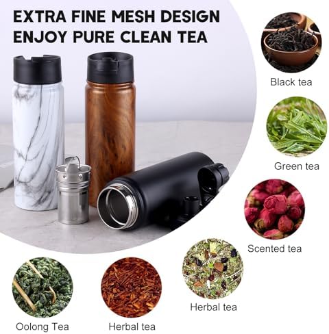 Sivaphe Tea Infuser Bottle With Removable Loose Leaf Filter Stainless Steel Insulated Travel Tea Strainer Tumbler Tea Drinkers Gifts for Men Women