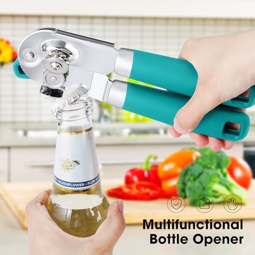Beneno Heavy Duty Hand Can Opener Manual with Magnet Lid Remover, Turquoise