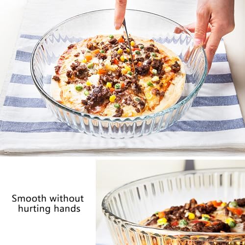 10 Inch Round Pie Plate Glass Pie Pan for Baking Deep Round Pie Plate Dish Great For Apple, Pumpkin, Holiday Pies,Oven Safe Tray (2)