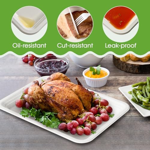 ECOLipak 100 Pack 14 in Compostable White Disposable Food Crawfish Trays