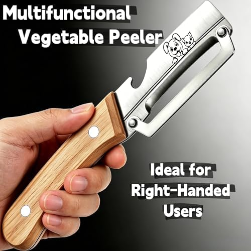 Maxjoy Vegetable Peeler, Stainless Steel Wooden Handle for Potato, Fruit