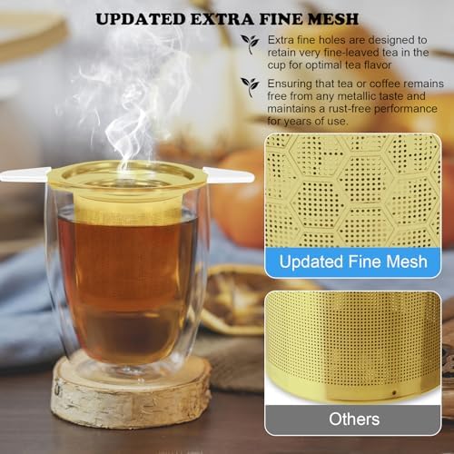 Tea Infuser for Loose Leaf Tea, 304 Stainless Steel Strainer Basket Gold