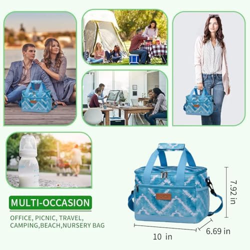 iknoe Insulated Lunch Bag, Foldable 8.5L Cooler Bag for Men & Women, Lunch Box