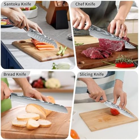Dfito Chef Knife Sets with Roll Bag, 9 Pieces Professional Knife Set