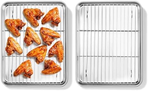 Homikit 12x10 Inch Stainless Steel Quarter Sheet Pan with Cooling Rack Set