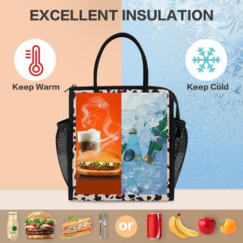 Insulated Lunch Bag Women, 12L Large Thermal Snack Bag Reusable Cooler Tote