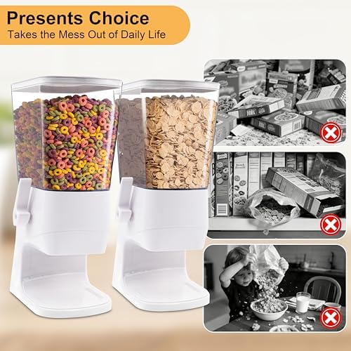 Cereal Dispenser Countertop, Cereal Containers Storage Snack Dispenser for Pantry, 3.2L Dry Food Dispenser for Grains, Nuts, Snack,Oatmeal, Pet food, White, 1Pc